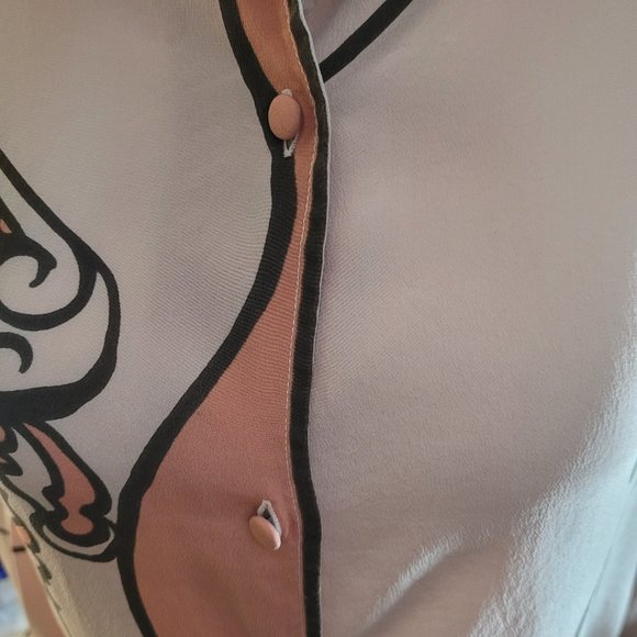 MARIO PUCCI CECCONI SIGNED ITALIAN 100% SILK VINTAGE 1960'S LONG SLEEVE BLOUSE - Picture 10 of 12